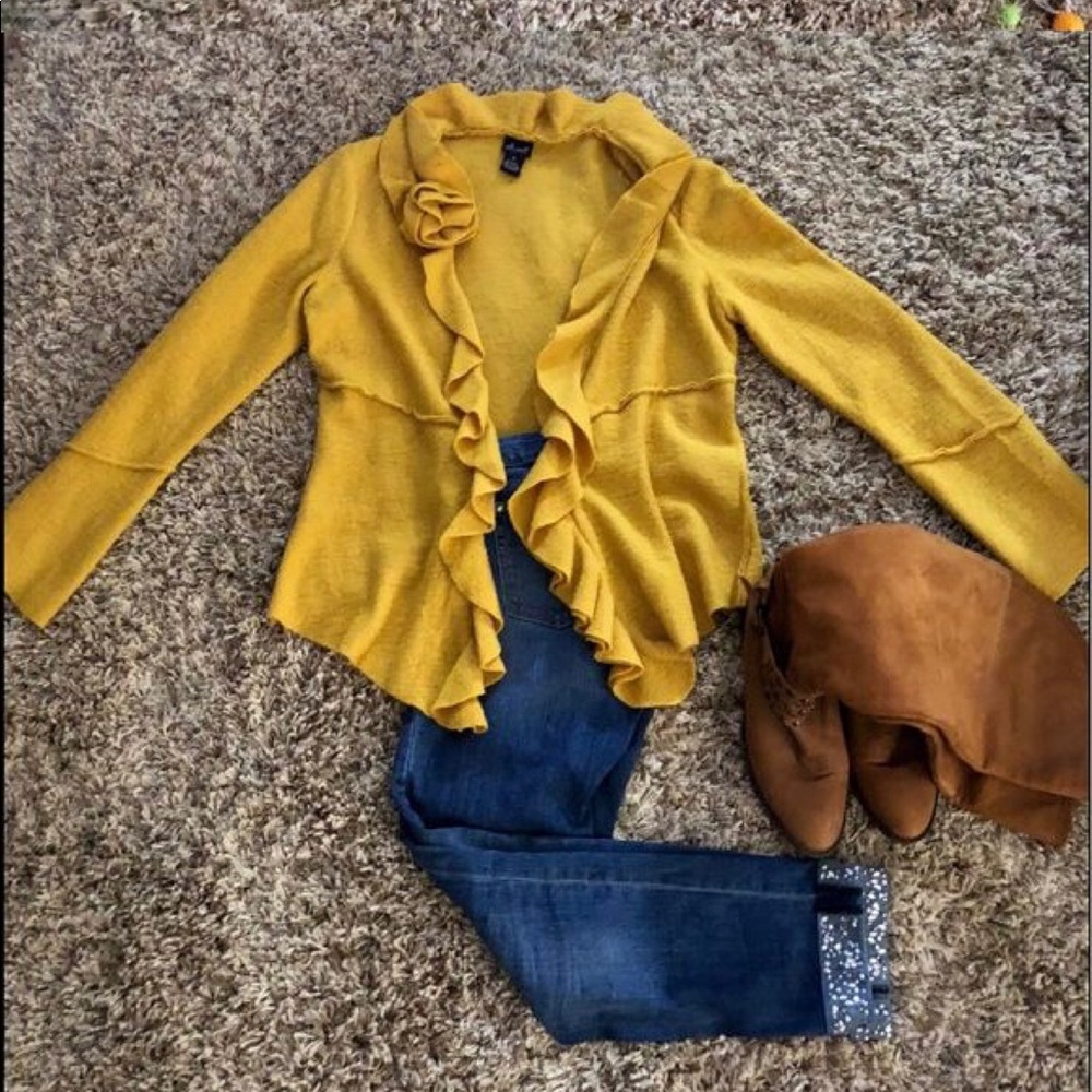NWT Willi Smith mustard ruffle blazer/jacket size XL